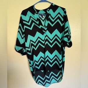 Green and black blouse